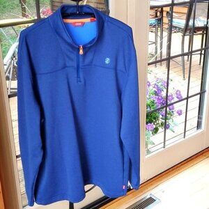 Izod Graphic Logo Blue 1/4 Zip Long Sleeve‎ Mock Neck Sz XL Pullover